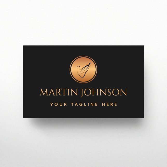 Carte De Visite Moniteur professionnel Pilates Gold & Black Logo (Créateur téléchargé)