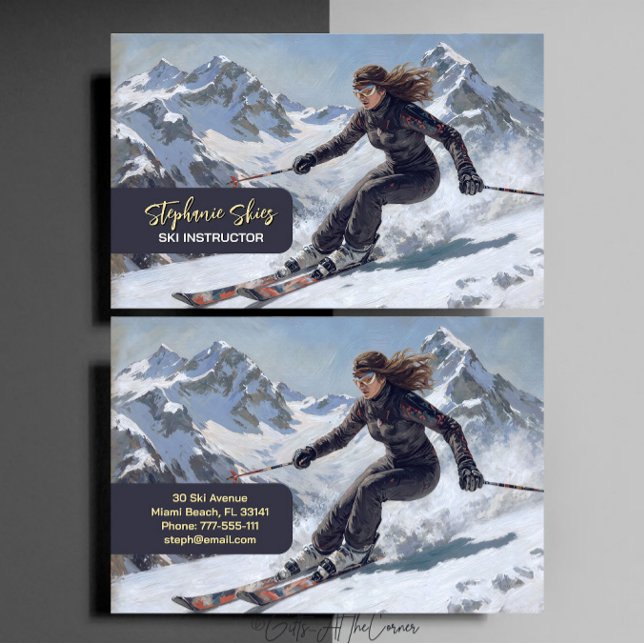 Carte De Visite Monitrice de ski femme alpine (Créateur téléchargé)