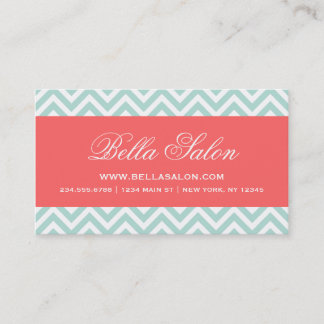 Carte De Visite Monnaie et corail Moderne Chevron Stripes