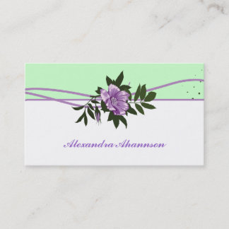 Carte De Visite Monnaie rose violet sauvage vert, blanc fleuri