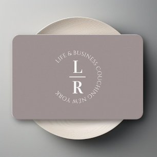 Carte De Visite Mono gram, aubergine grise minimaliste Entreprise