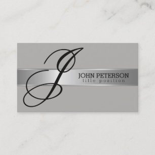 Carte De Visite Monochromatique Gris Simple Avec Bande Argent