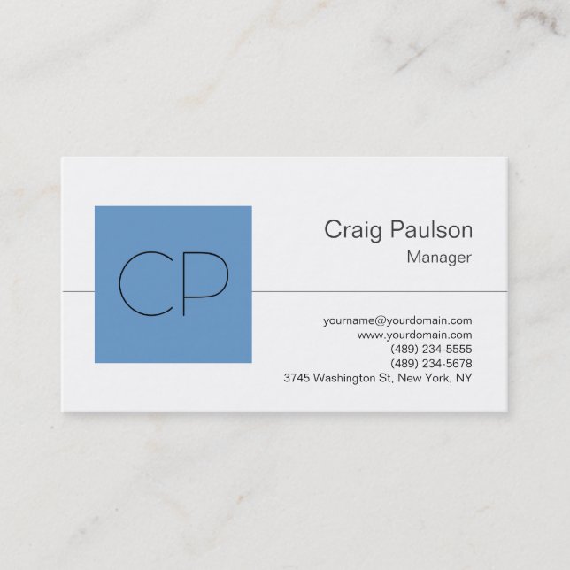 Carte de visite monochrome bleu tendance (Devant)