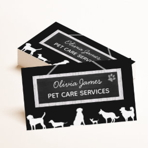 Carte De Visite Monochrome noir signe chien services de soins pour