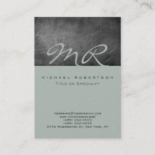 Carte de visite Monogram Ash Grey Chalkboard moder