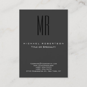 Carte de visite Monogram Black Grey Chubby