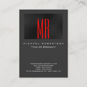 Carte de visite Monogram Black Red Grey