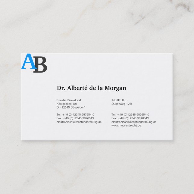 Carte De Visite Monogram Bleu (Devant)