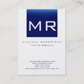 Carte de visite Monogram Blue Striped Gold tendanc