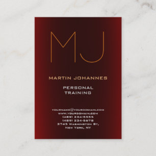 Carte De Visite Monogram Dark Red Sport Personal Trainer