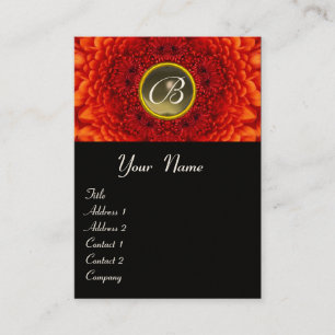 Carte De Visite MONOGRAM DE DAHLIA ROUGE, gris AGATE jaune noir