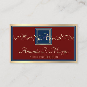 Carte De Visite Monogram Event Planner Golden Frame Burgundy Bleu
