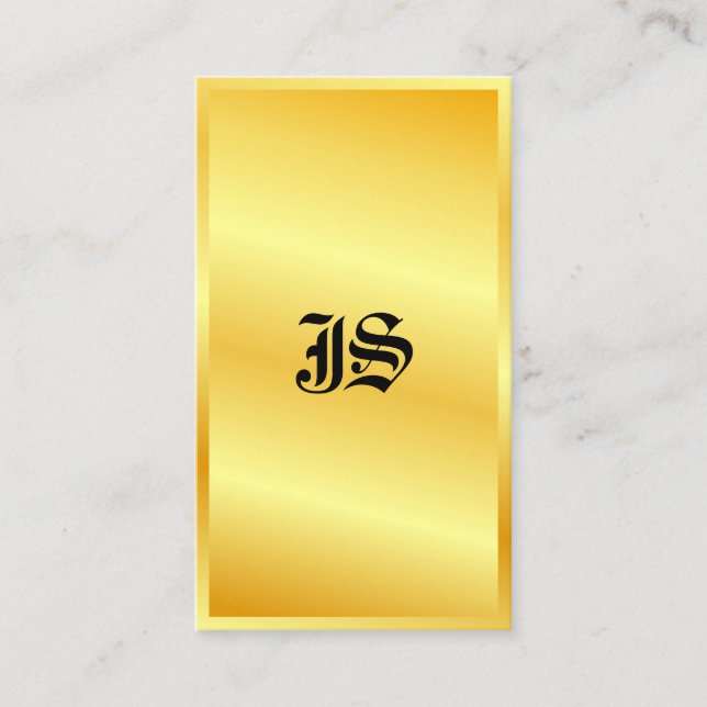 Carte De Visite Monogram Gold Look Classic Style Modèle de texte (Devant)
