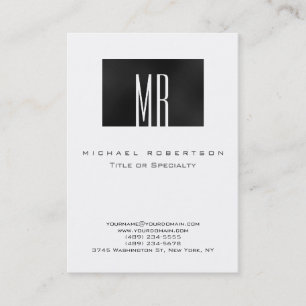 Carte de visite Monogram Grey White Chubby