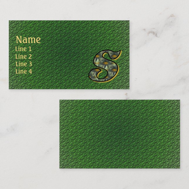 Carte De Visite Monogram Initial S Daisies Floral Art (Devant / Derrière)