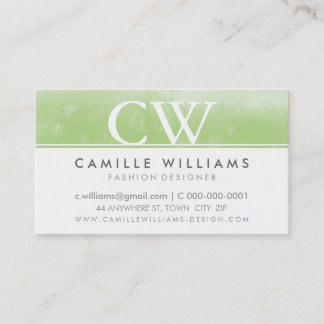 Carte De Visite MONOGRAM LOGO à l'ombre vert d'eau