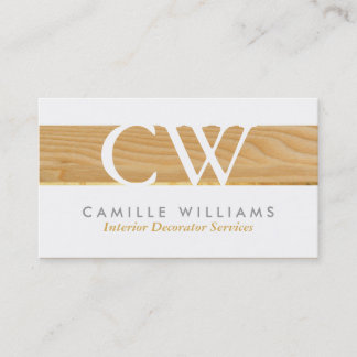 Carte De Visite MONOGRAM LOGO cool bois rustique grain look gris