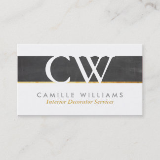 Carte De Visite MONOGRAM LOGO cool rougeâtre en damier gris or