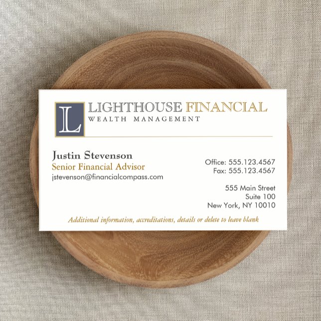 Carte De Visite Monogram Logo Financial Advisor Professionnel (Créateur téléchargé)