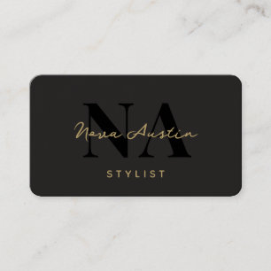 Carte De Visite Monogram Luxe Tendance Aesthétique Or Black QR Cod
