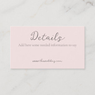 Carte De Visite Monogram Minimalist Misty Rose Détails du Mariage