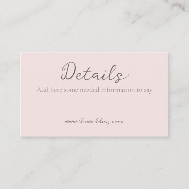 Carte De Visite Monogram Minimalist Misty Rose Détails du Mariage (Devant)