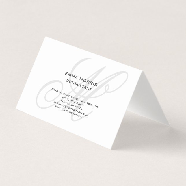 Carte De Visite Monogram Modern Simple Minimalist Plain (Devant)