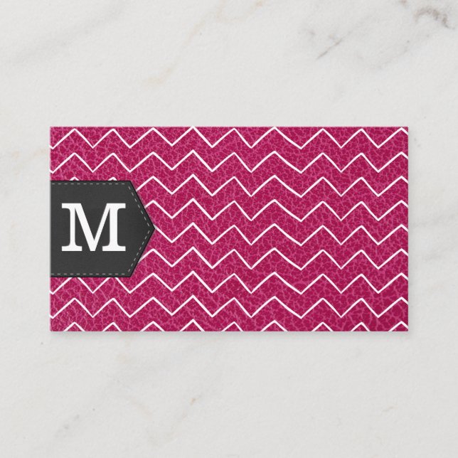 Carte De Visite Monogram | Motif Zig Zap | Cuir (Devant)