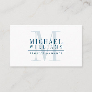 Carte De Visite MONOGRAM nom moderne simple masculine marine bleu