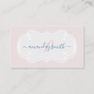 Carte De Visite Monogram Pink Blush Blogger Influencer Baby