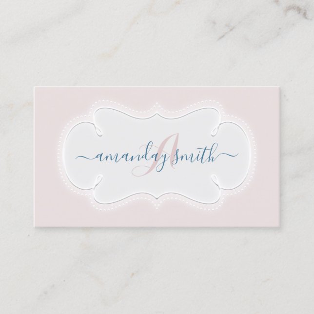 Carte De Visite Monogram Pink Blush Blogger Influencer Baby (Devant)
