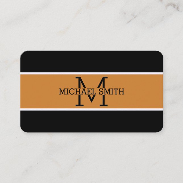Carte De Visite Monogram Professional Bronze Moderne (Devant)