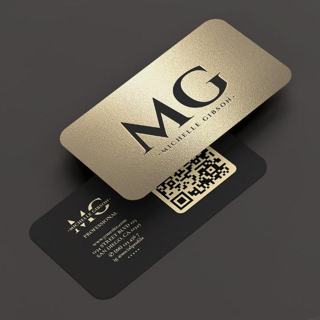 Carte De Visite Monogram Professional Elegant Black Gold (Monogram Professional Elegant Black Gold Business Card
)