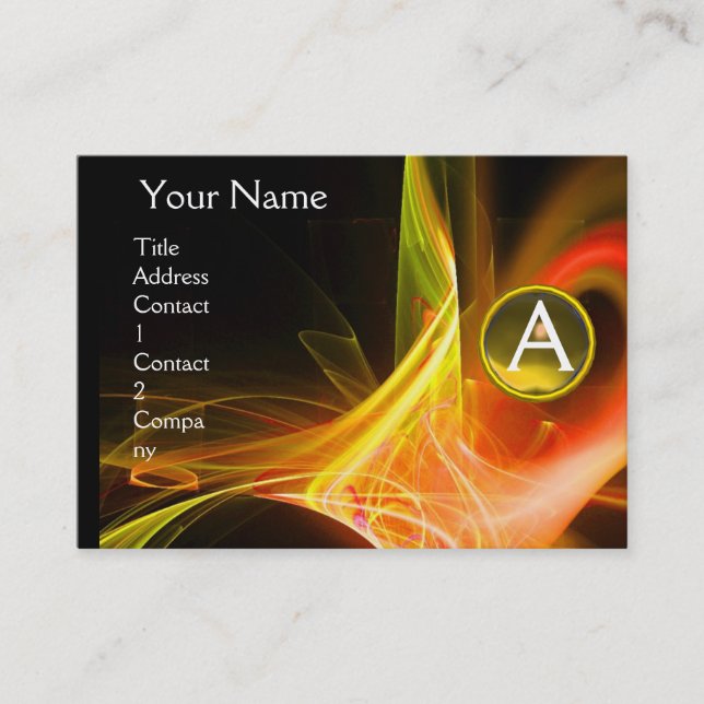 Carte De Visite MONOGRAM SWIRLGEM Vibrant jaune noir (Devant)