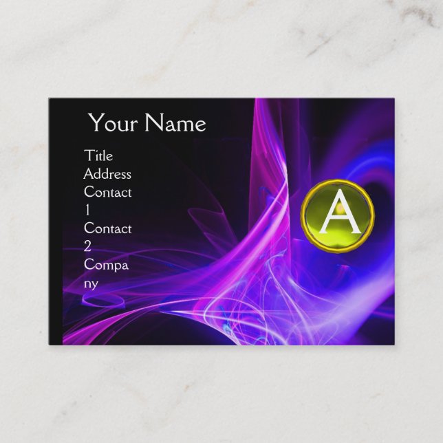 Carte De Visite MONOGRAM SWIRLGEM Vibrant noir bleu rose jaune (Devant)