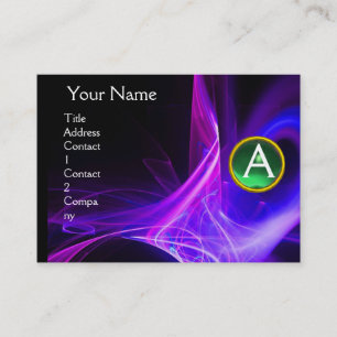 Carte De Visite MONOGRAM SWIRLGEM Vibrant noir bleu rose vert