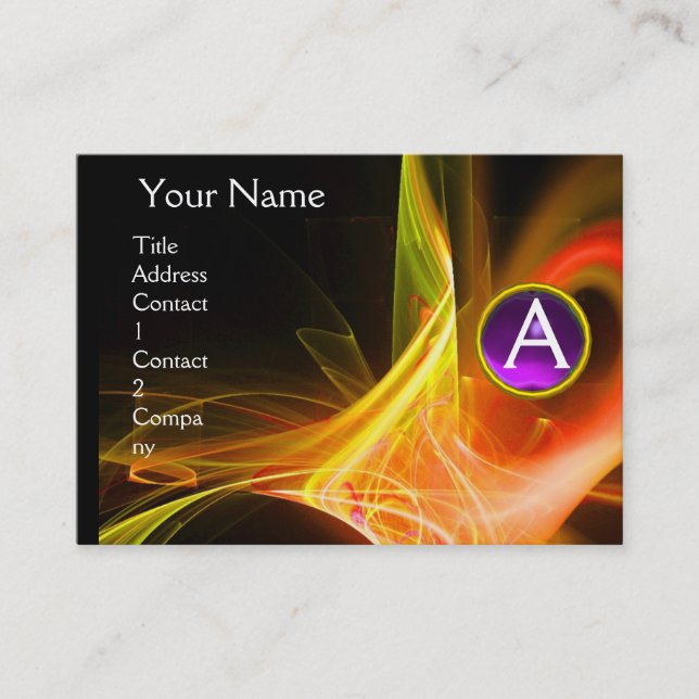 Carte De Visite MONOGRAM SWIRLGEM Vibrant noir jaune violet (Devant)