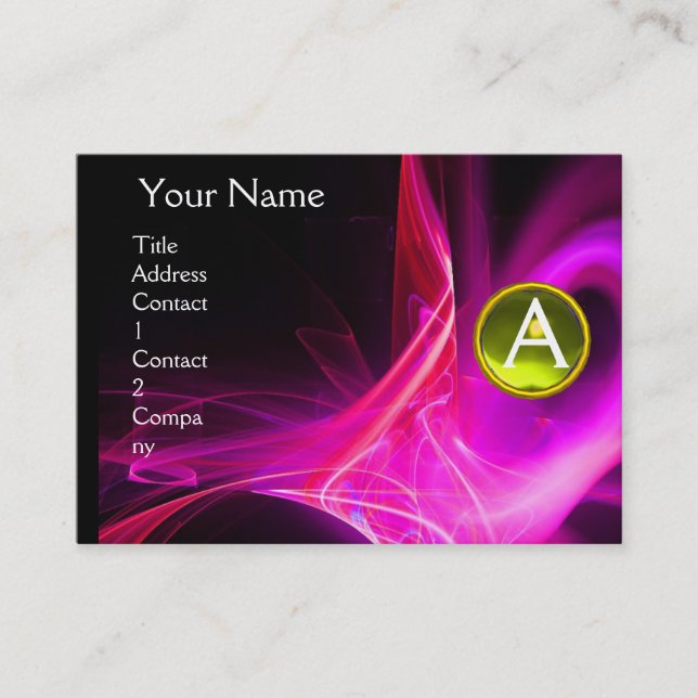 Carte De Visite MONOGRAM SWIRLGEM Vibrant noir rose jaune violet (Devant)