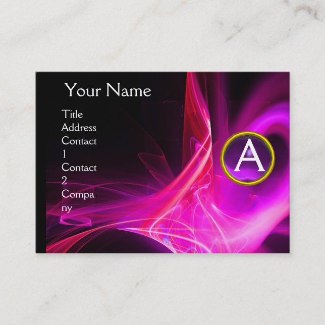 Carte De Visite MONOGRAM SWIRLGEM Vibrant noir rose violet (Devant)