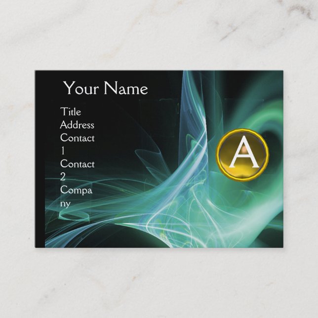 Carte De Visite MONOGRAM SWIRLGEM Vibrant noir vert jaune (Devant)