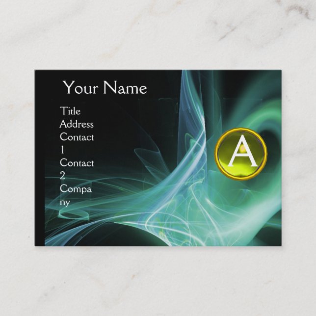 Carte De Visite MONOGRAM SWIRLGEM Vibrant noir vert jaune (Devant)