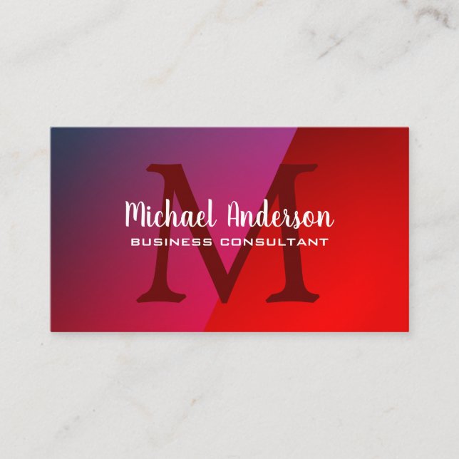 Carte De Visite Monogram | Teintes Rouge Gloss (Devant)