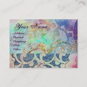 Carte De Visite MONOGRAM VAGUES, vibrante, violet bleu rose