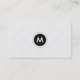 Carte De Visite Monogramed Black And White Floral