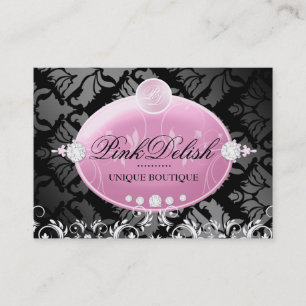 Carte De Visite monogramme 3,5 x 2,5 Noir de 311-Pink Delish