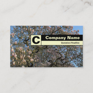 Carte De Visite Monogramme à bordure étiquetée - Magnolia en fleur