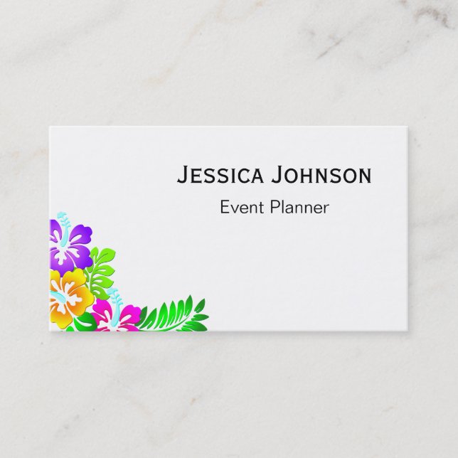 Carte De Visite Monogramme à bordure florale chic (Devant)