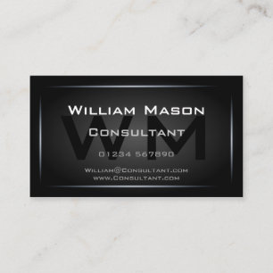 Carte De Visite Monogramme à cadre noir classique professionnel