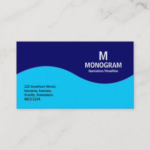 Carte De Visite Monogramme à demi onde - bleu de ciel et bleu