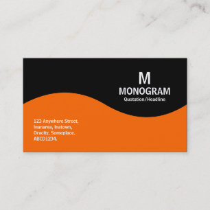 Carte De Visite Monogramme à demi onde - orange et noir